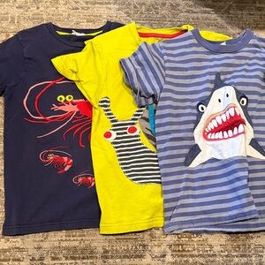 Mini Boden T-Shirts - Crab, Snail, and Shark Designs